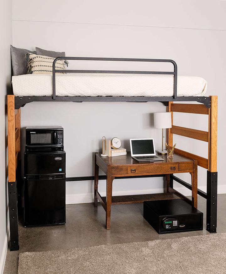 Dorm Tall Bed Guard Full Size Loft Bed With Built-in Storage